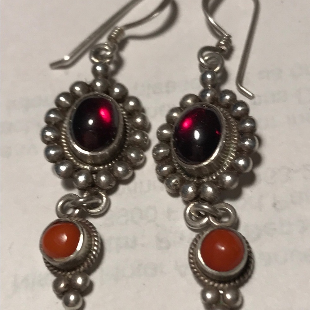 Antique Garnet & Carnelian Drop Earrings